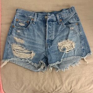 Levi's Light Blue Distressed Jean Shorts